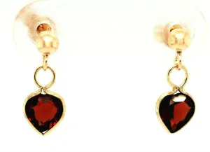Garnet & 9ct Yellow Gold Drop/Dangle Earrings Fine Jewellery Pierced Ears