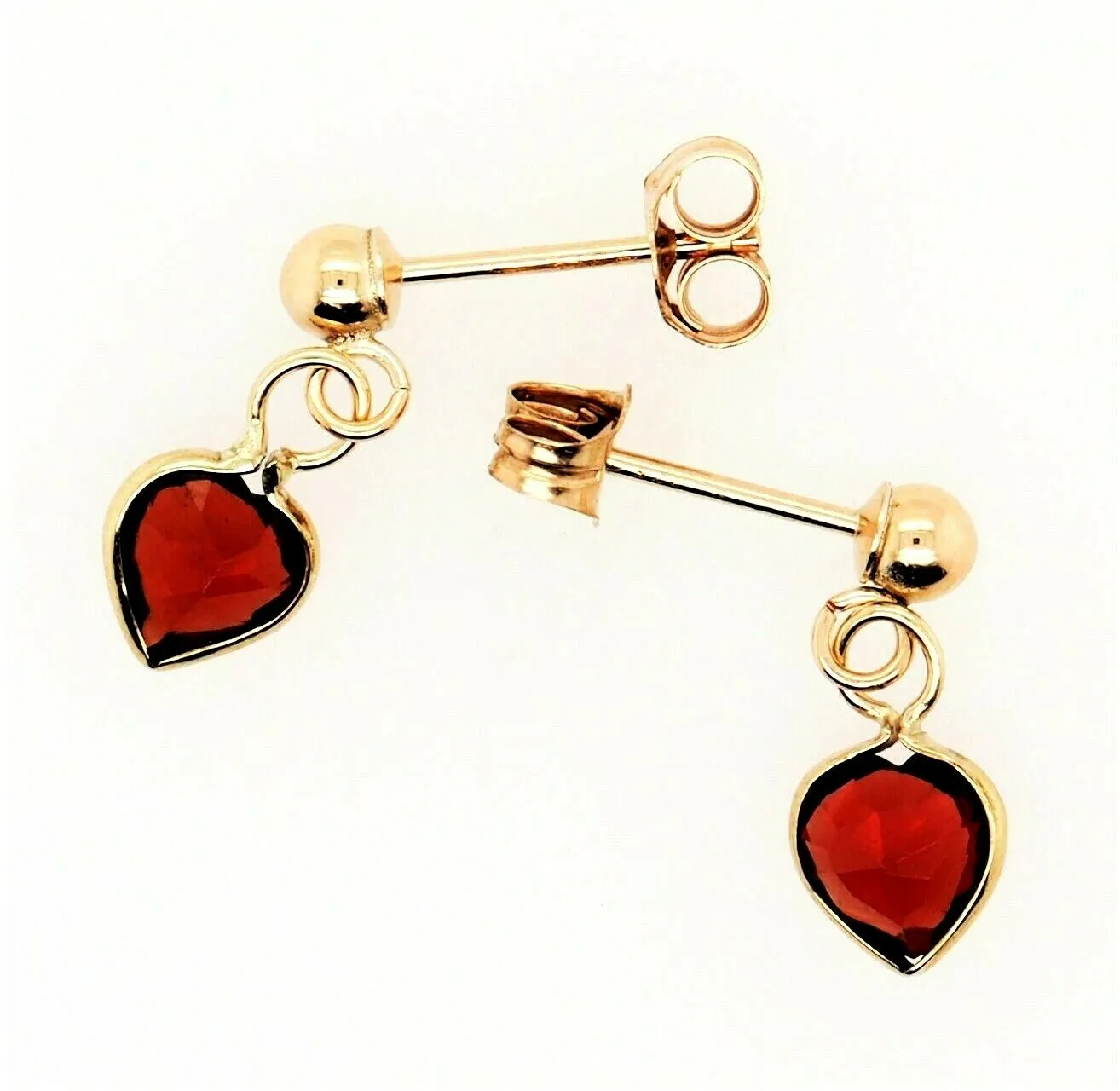 Garnet & 9ct Yellow Gold Drop/Dangle Earrings Fine Jewellery Pierced Ears