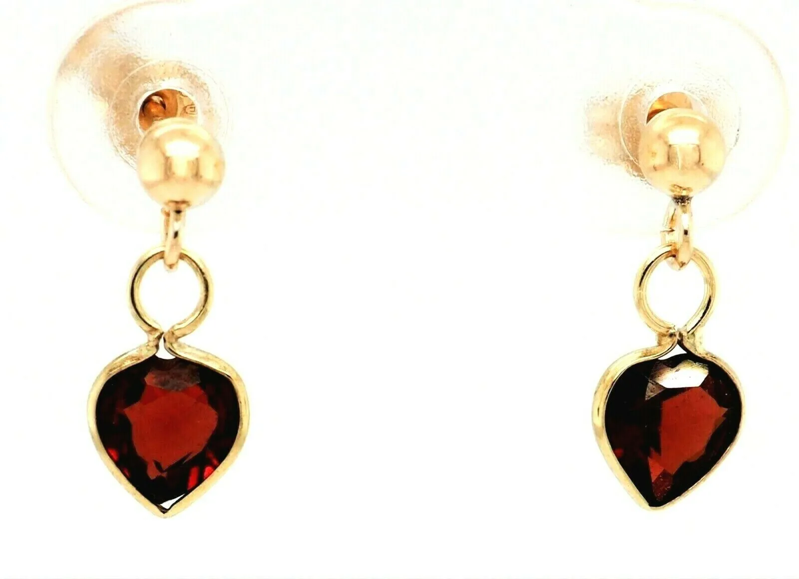 Garnet & 9ct Yellow Gold Drop/Dangle Earrings Fine Jewellery Pierced Ears