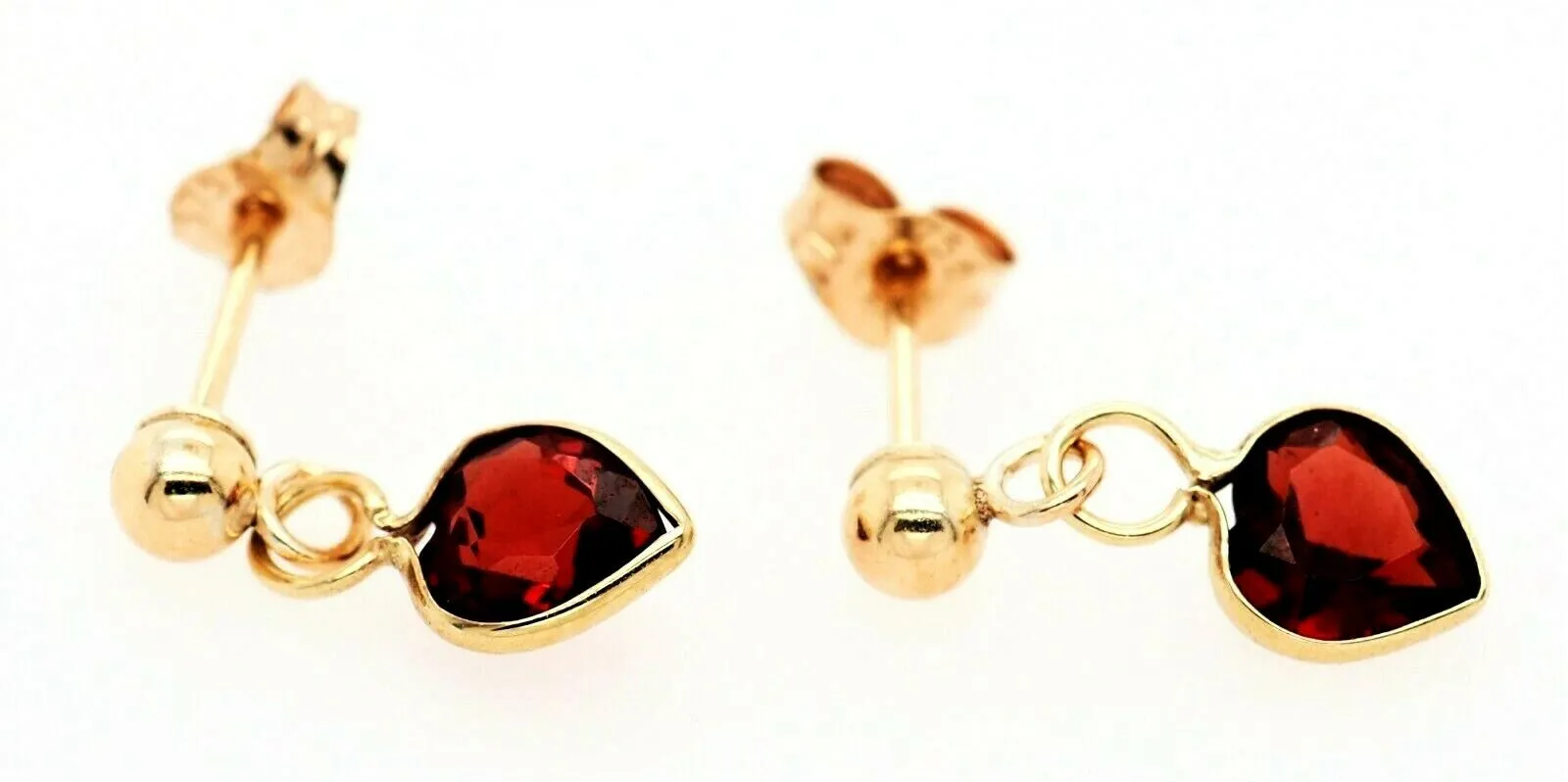 Garnet & 9ct Yellow Gold Drop/Dangle Earrings Fine Jewellery Pierced Ears