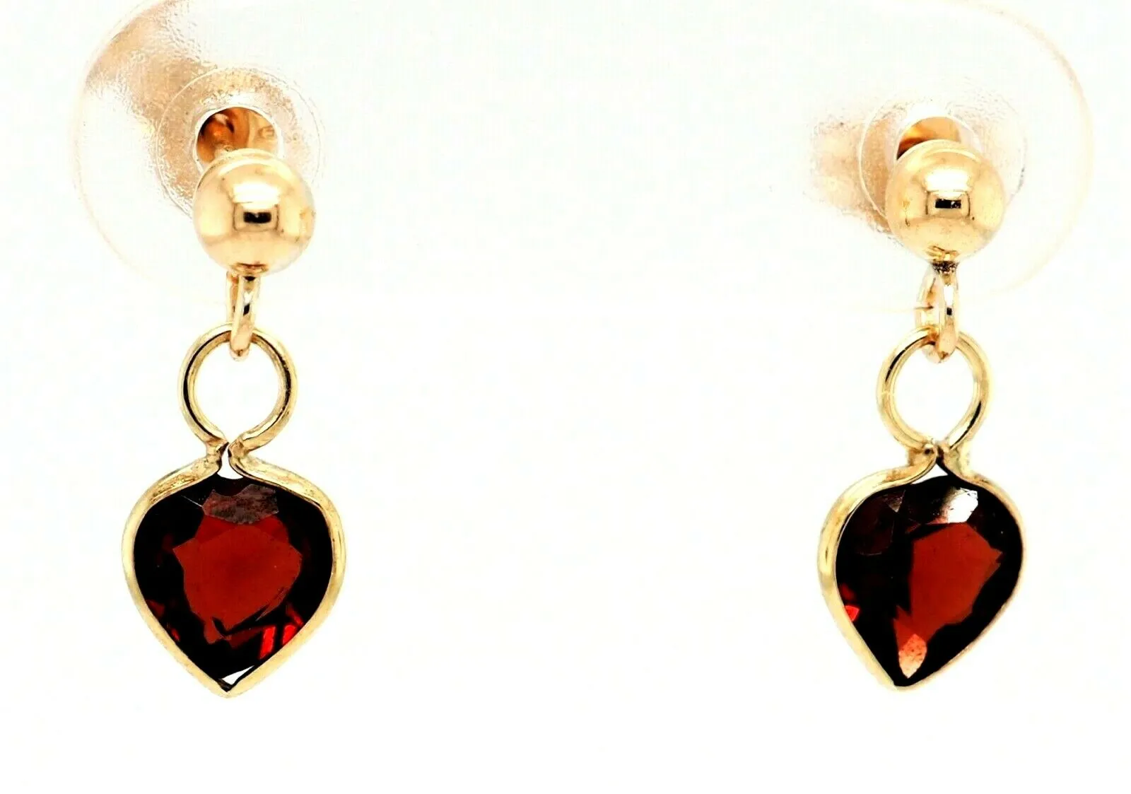 Garnet & 9ct Yellow Gold Drop/Dangle Earrings Fine Jewellery Pierced Ears