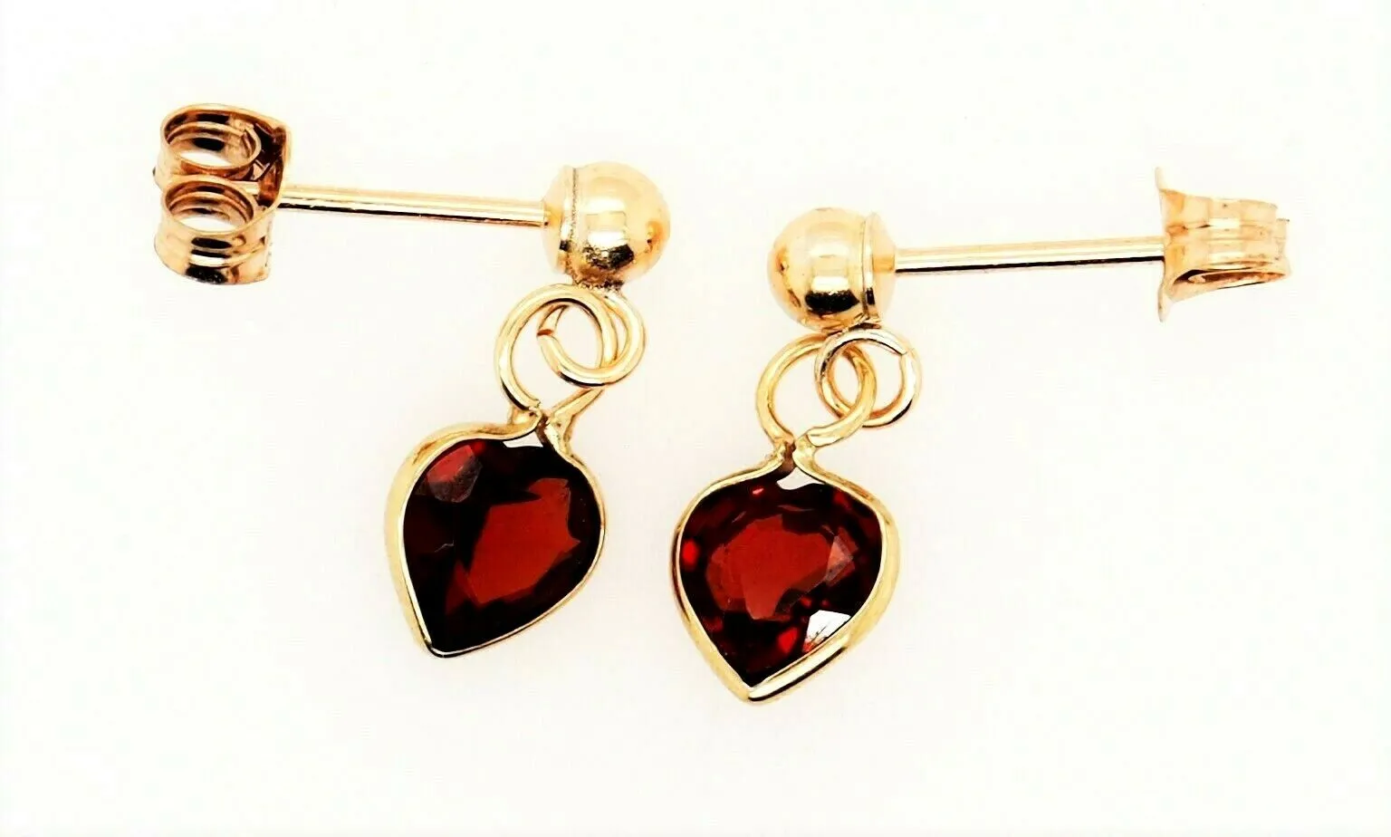 Garnet & 9ct Yellow Gold Drop/Dangle Earrings Fine Jewellery Pierced Ears