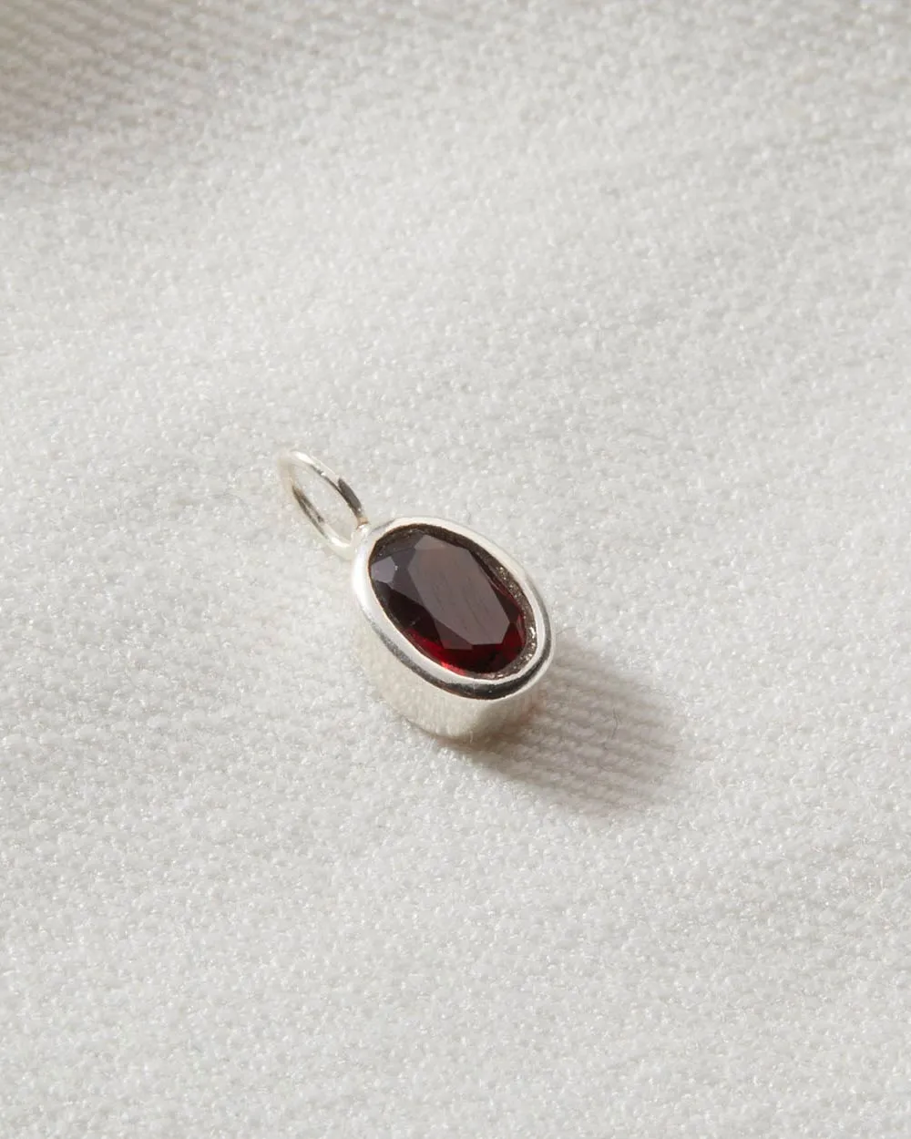 Garnet January Birthstone Oval Charm
