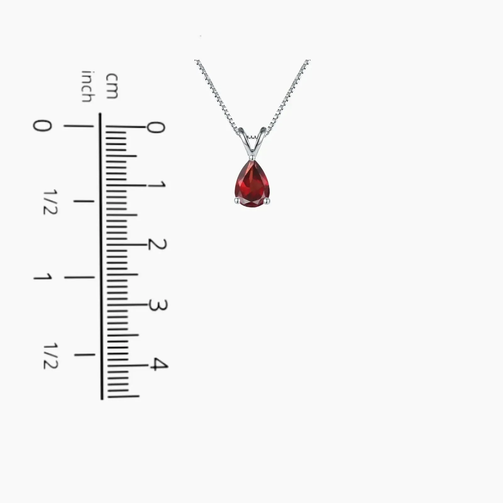 Garnet Pear Shape Pendant Necklace - 925 Sterling Silver