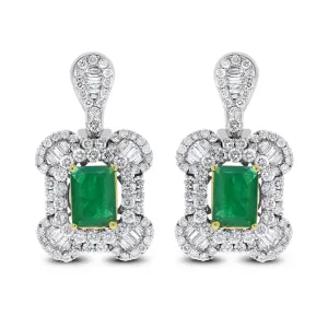 Georgia Emerald Earrings (5.62 ct Emeralds & Diamonds) in White Gold