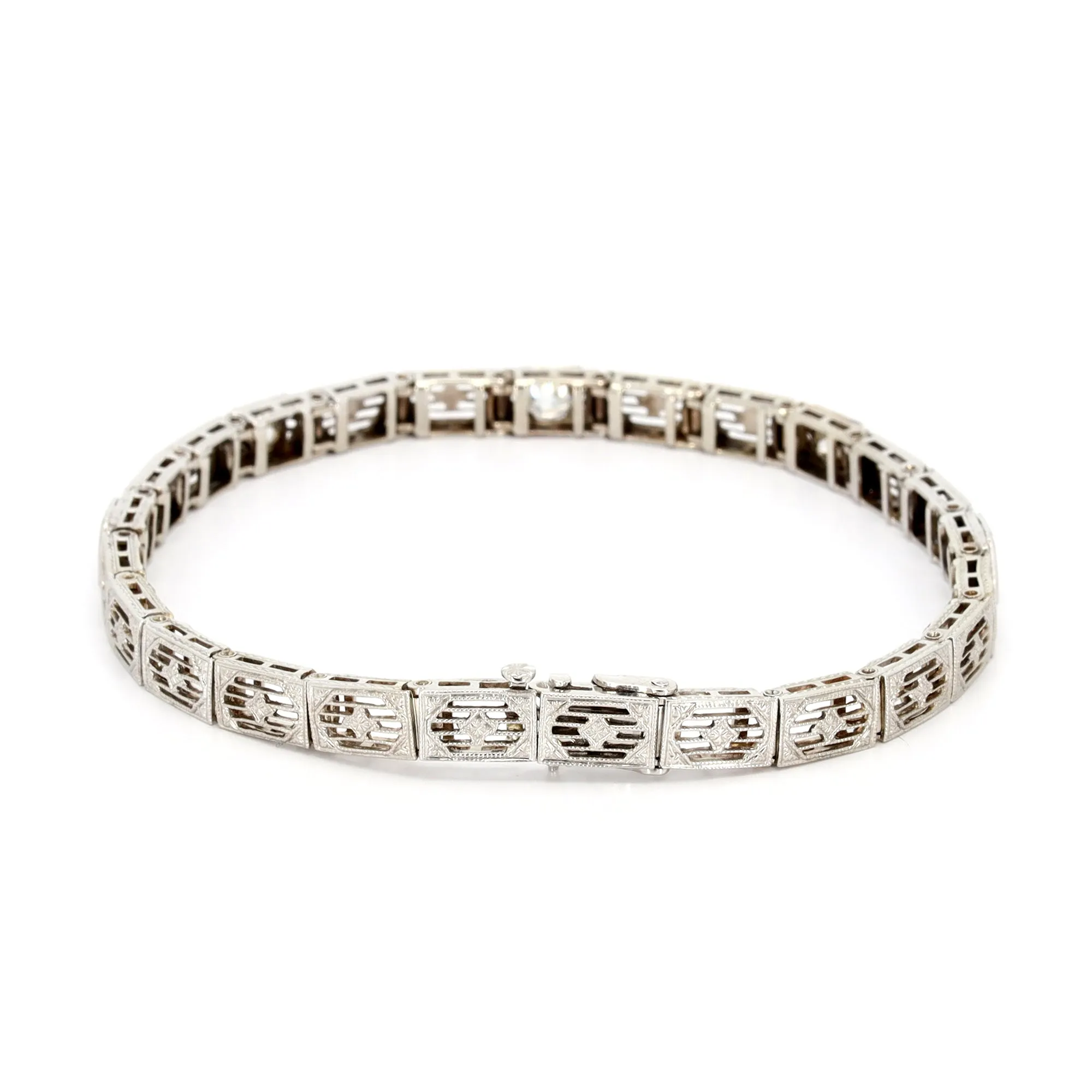 Gold and Diamond Bracelet with Platinum Top