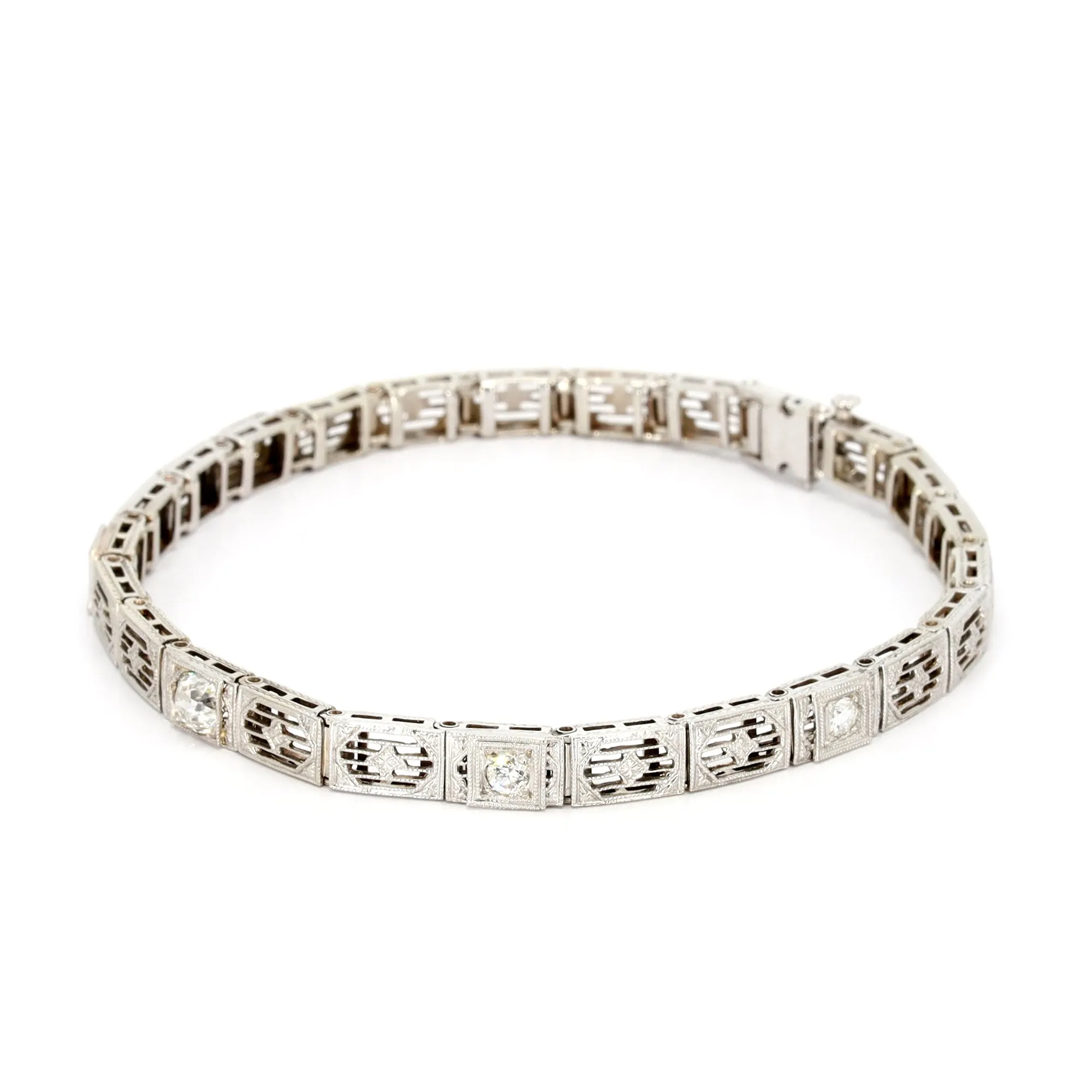 Gold and Diamond Bracelet with Platinum Top