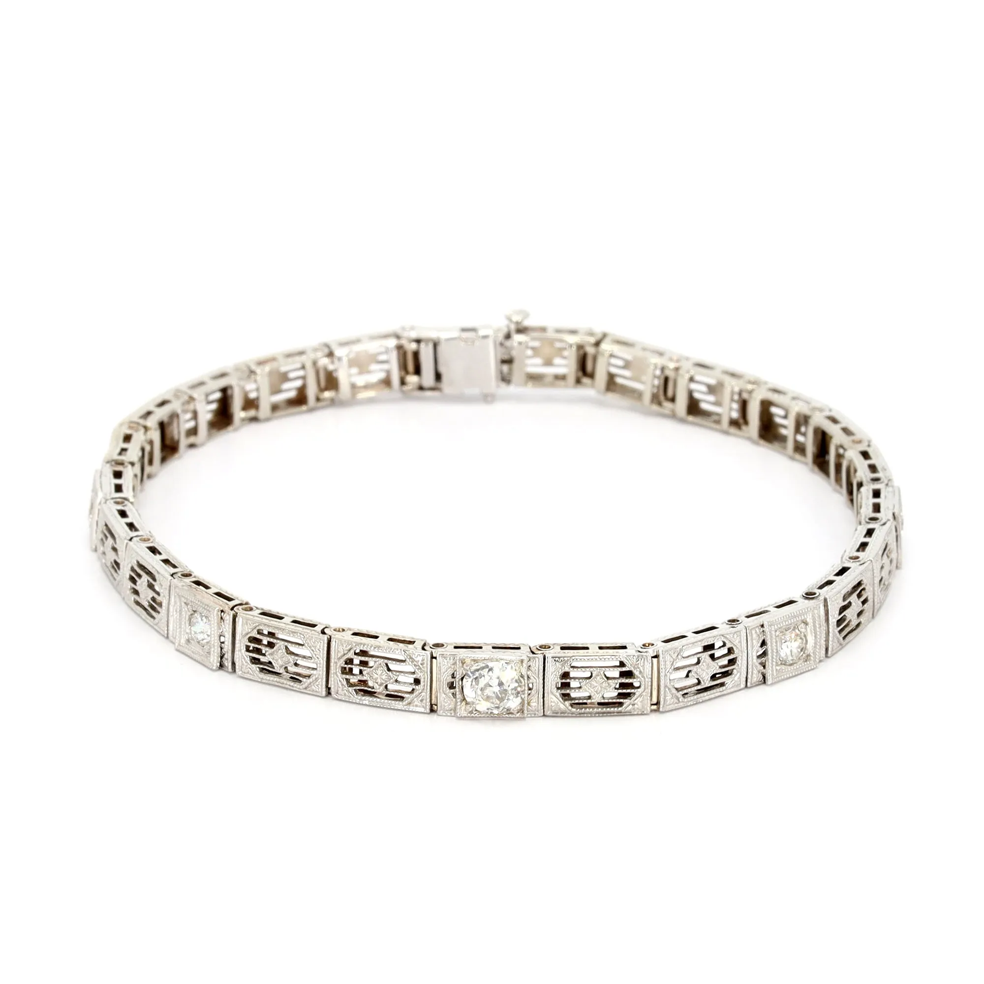 Gold and Diamond Bracelet with Platinum Top