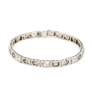 Gold and Diamond Bracelet with Platinum Top