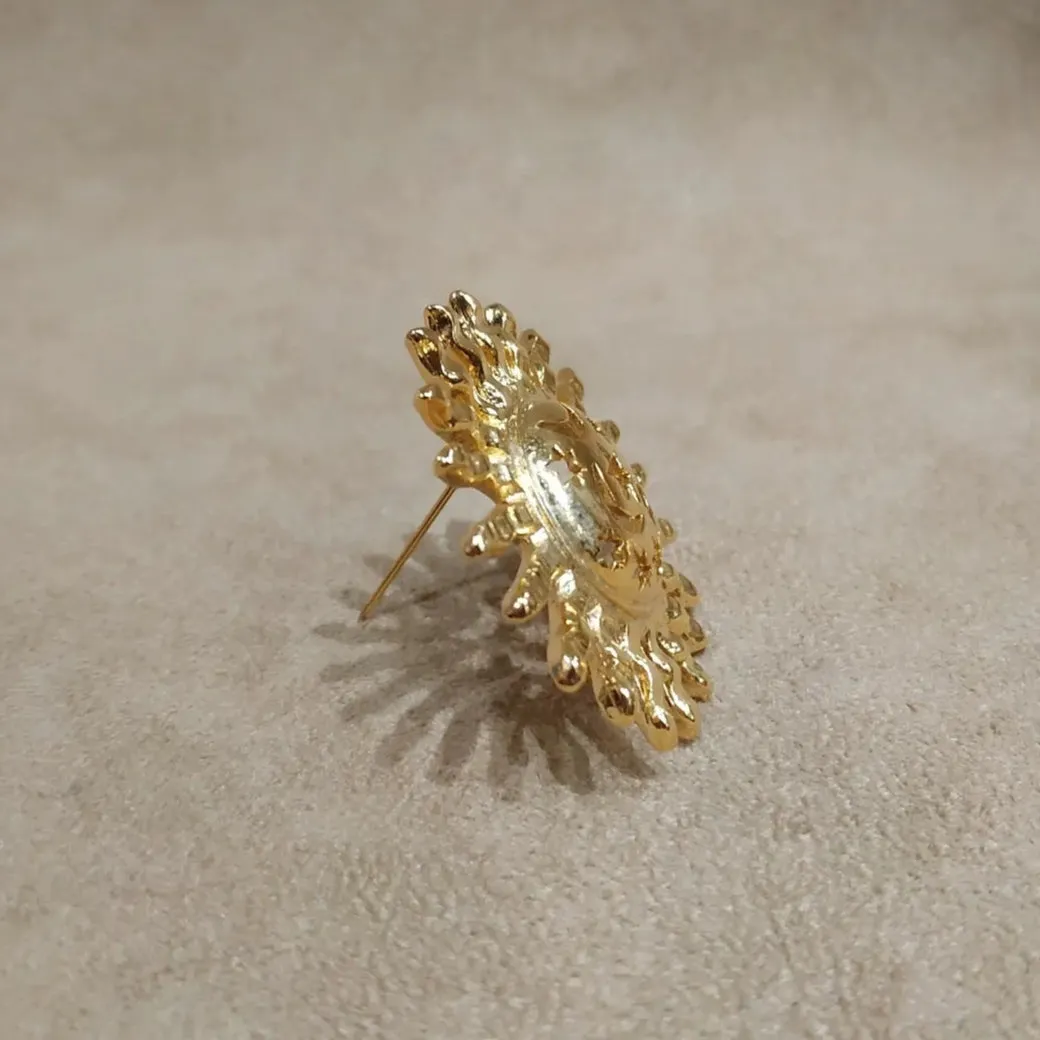 Gold Celestial Sun Moon Stars Vintage Brooch