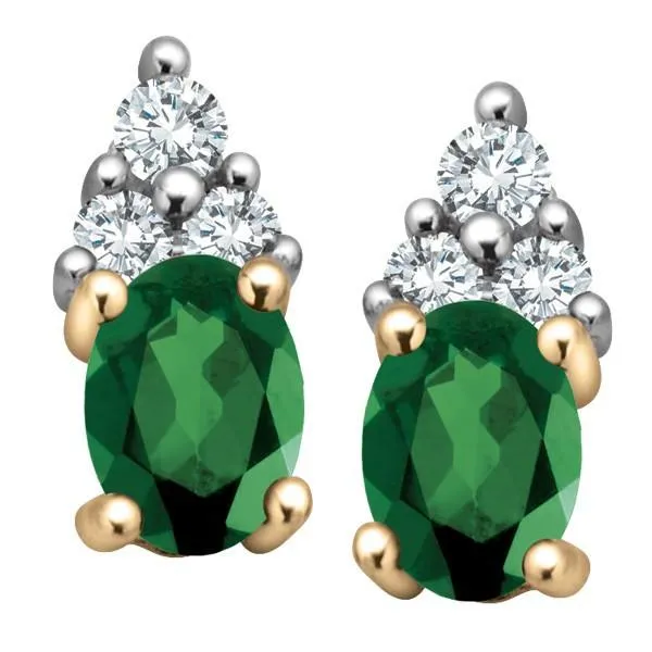 Gold Diamond And Emerald Earrings