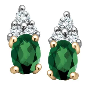 Gold Diamond And Emerald Earrings