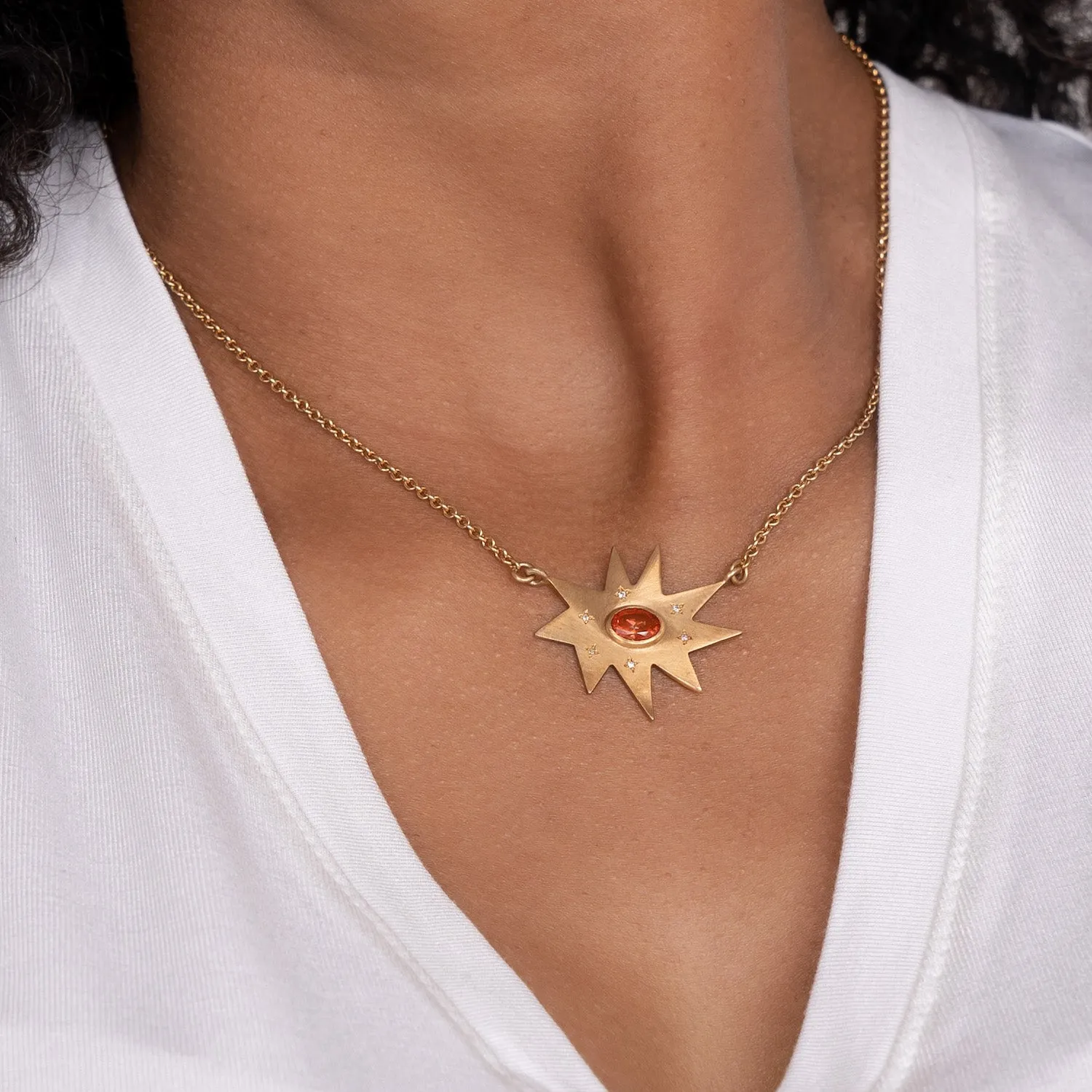Gold Maxi KAPOW! Necklace: Garnet
