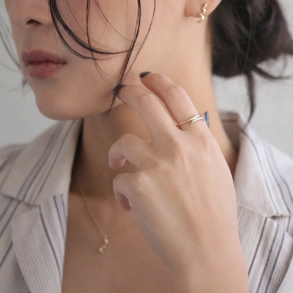 Gold Plated Crossover Band Ring