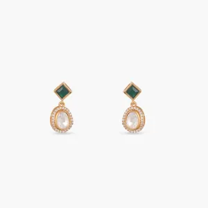 Green Glimmer Moissanite Silver Drop Earrings