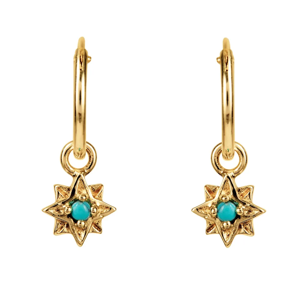 Guiding North Star Mini Hoops - Gold Turquoise