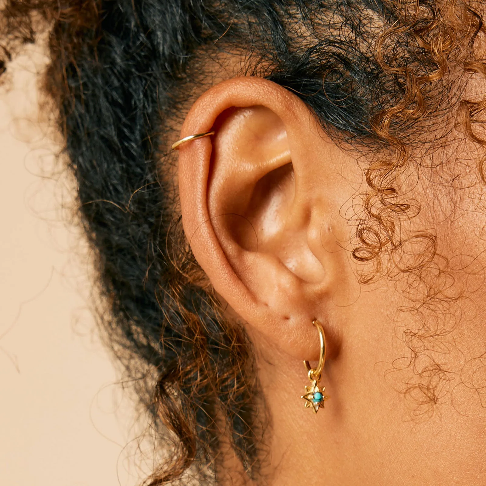 Guiding North Star Mini Hoops - Gold Turquoise