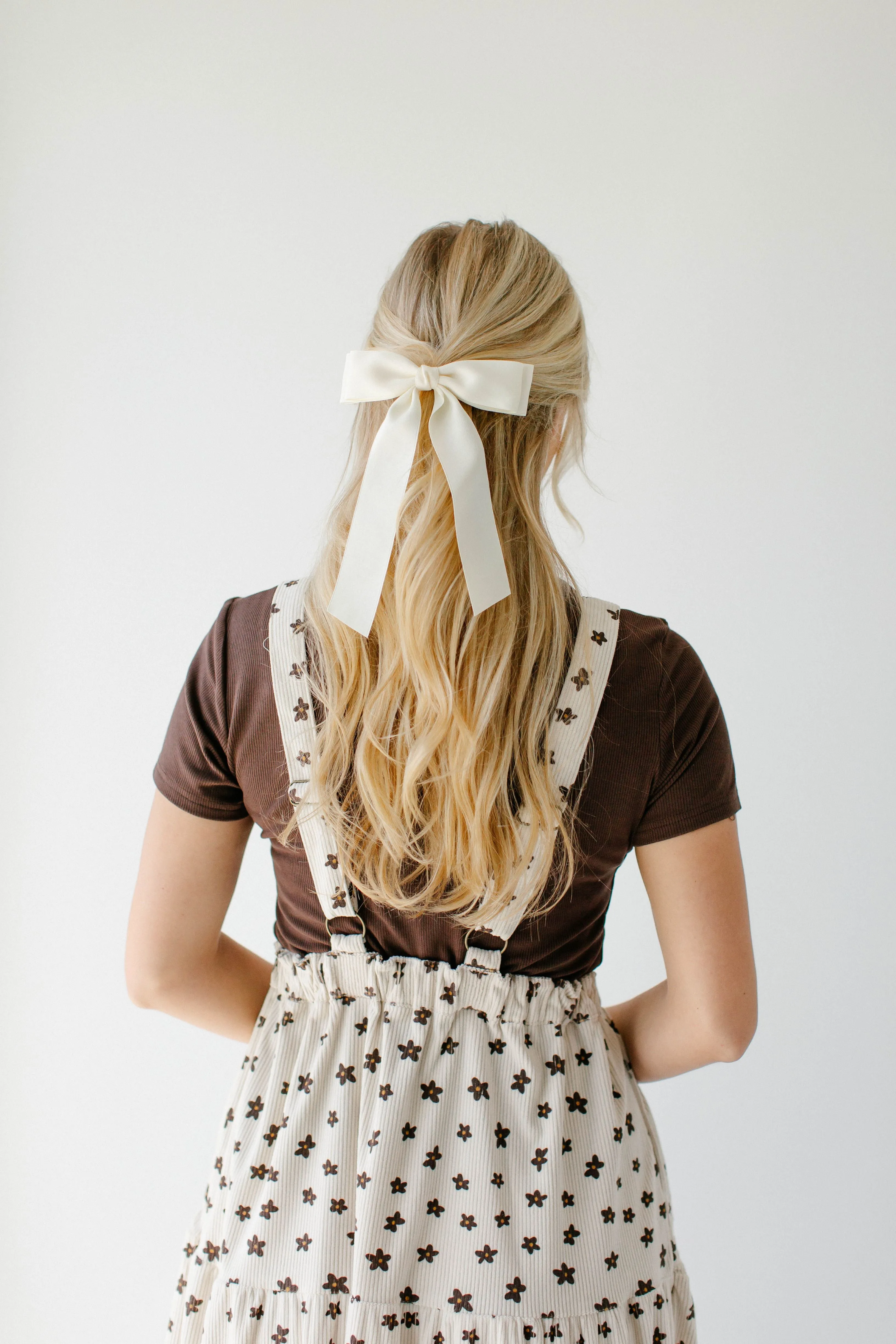 Hair Bow Barrette in Cream