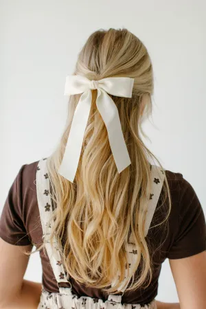 Hair Bow Barrette in Cream