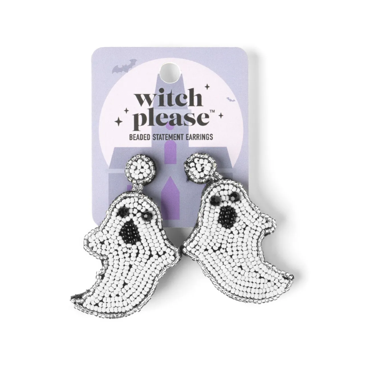 Halloween Witch Please Beaded Statement Earrings