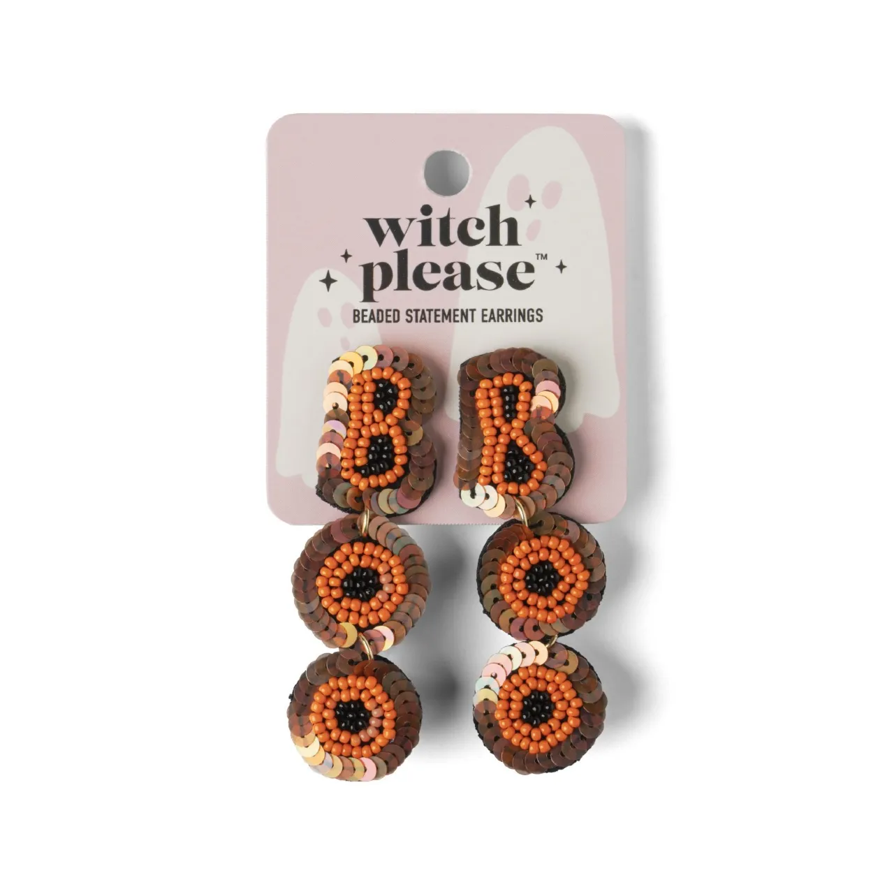 Halloween Witch Please Beaded Statement Earrings