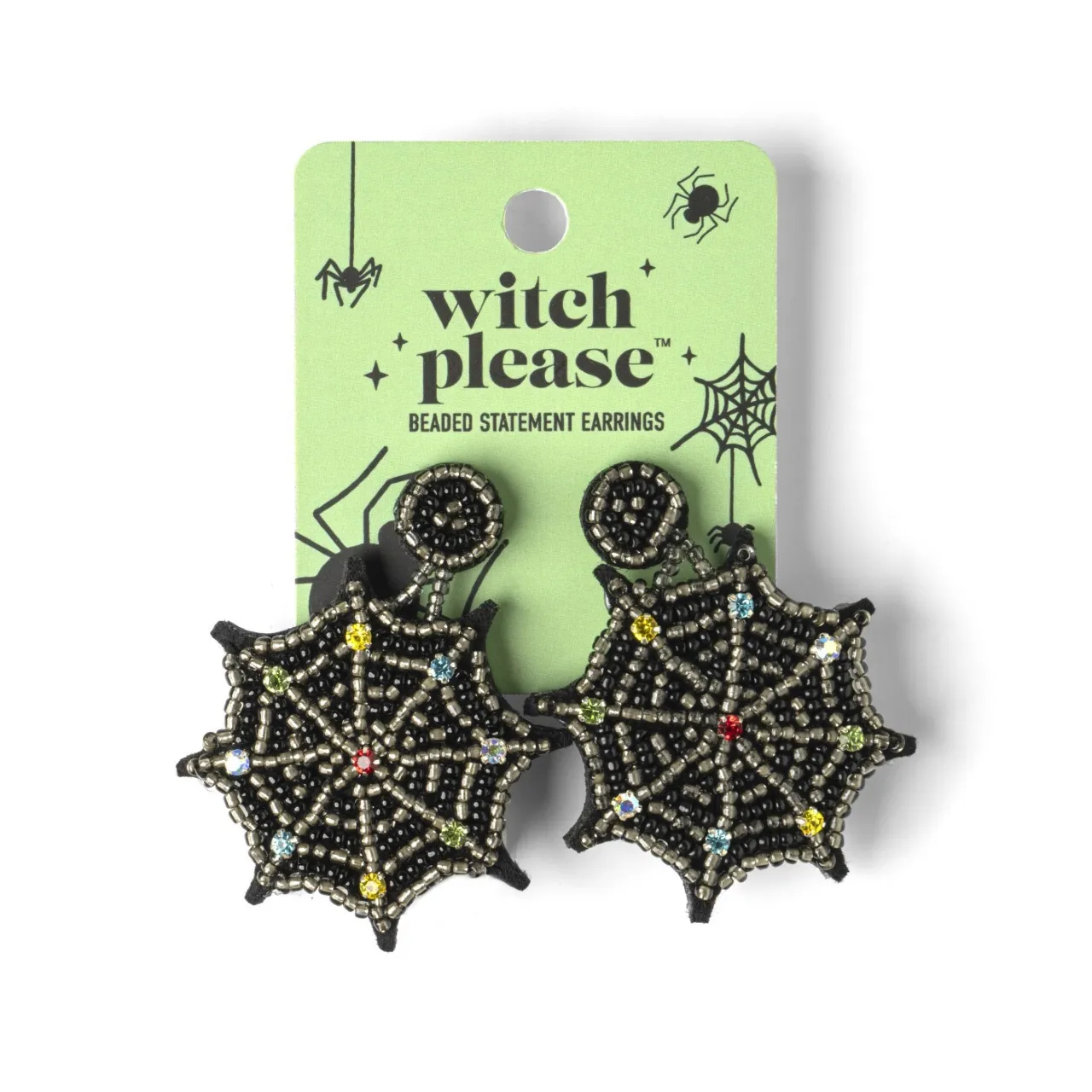 Halloween Witch Please Beaded Statement Earrings