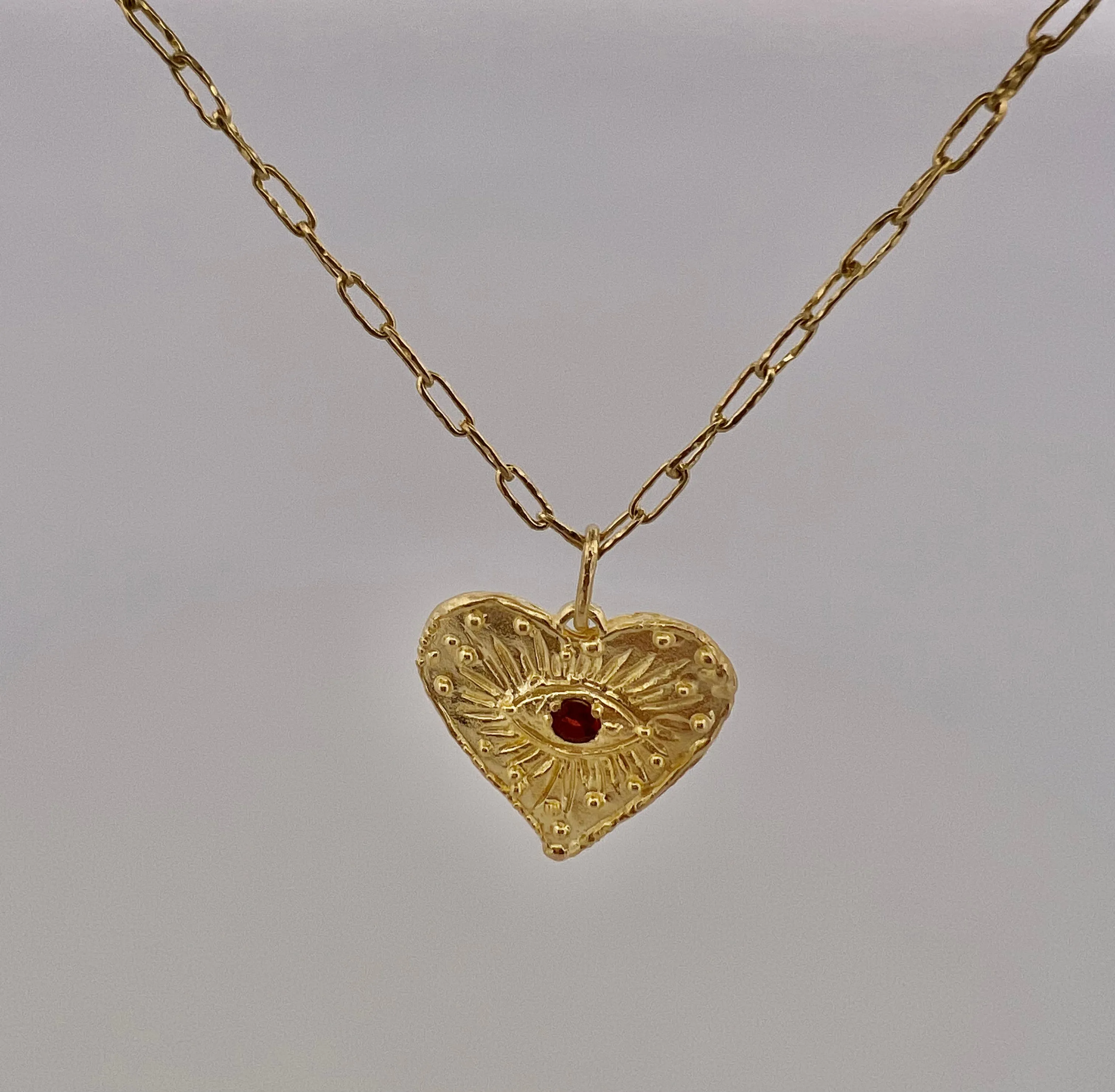 Heart Garnet Necklace