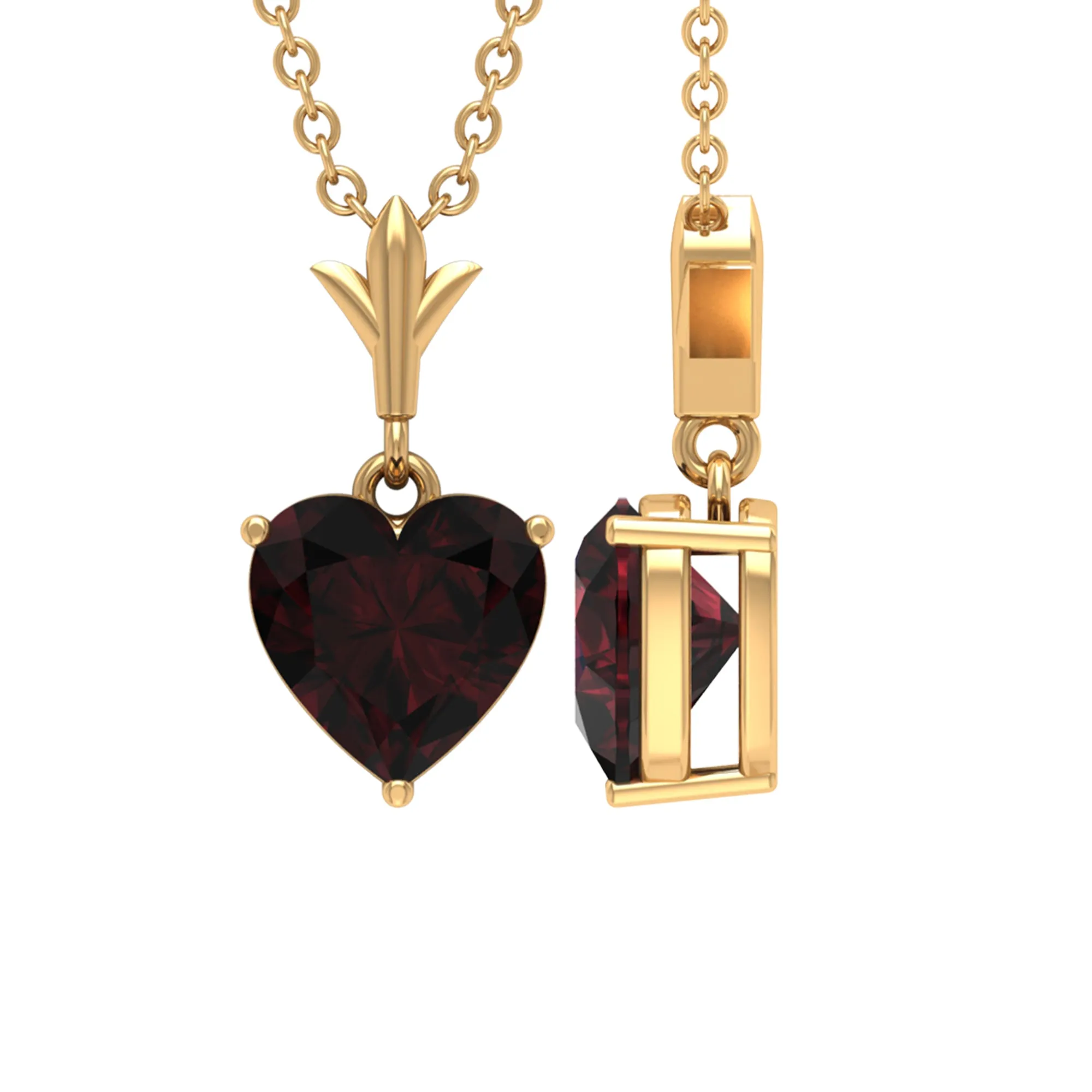 Heart Shape Garnet Solitaire Pendant Necklace