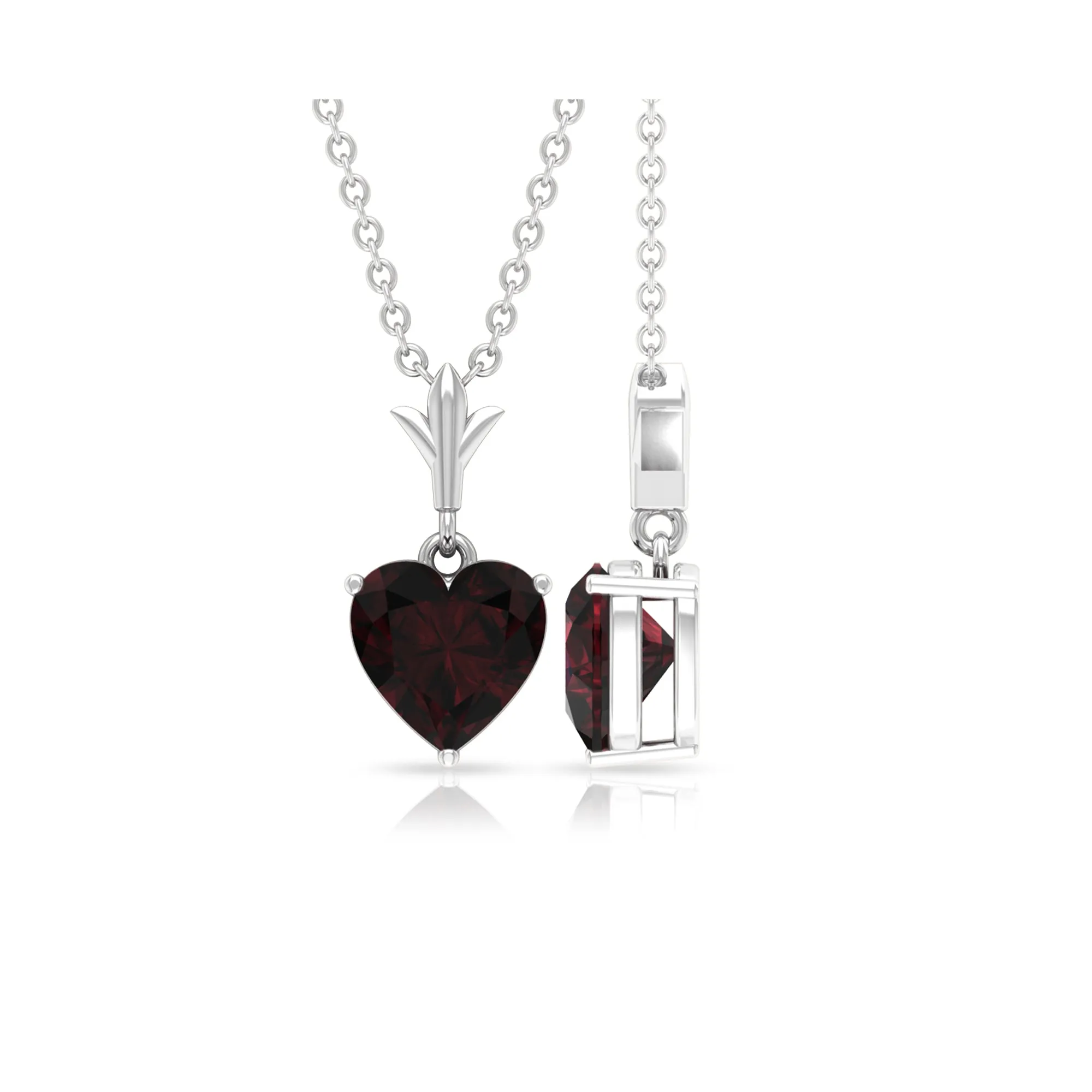 Heart Shape Garnet Solitaire Pendant Necklace