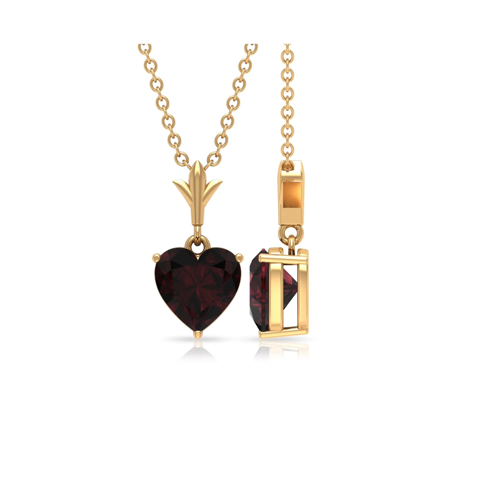 Heart Shape Garnet Solitaire Pendant Necklace