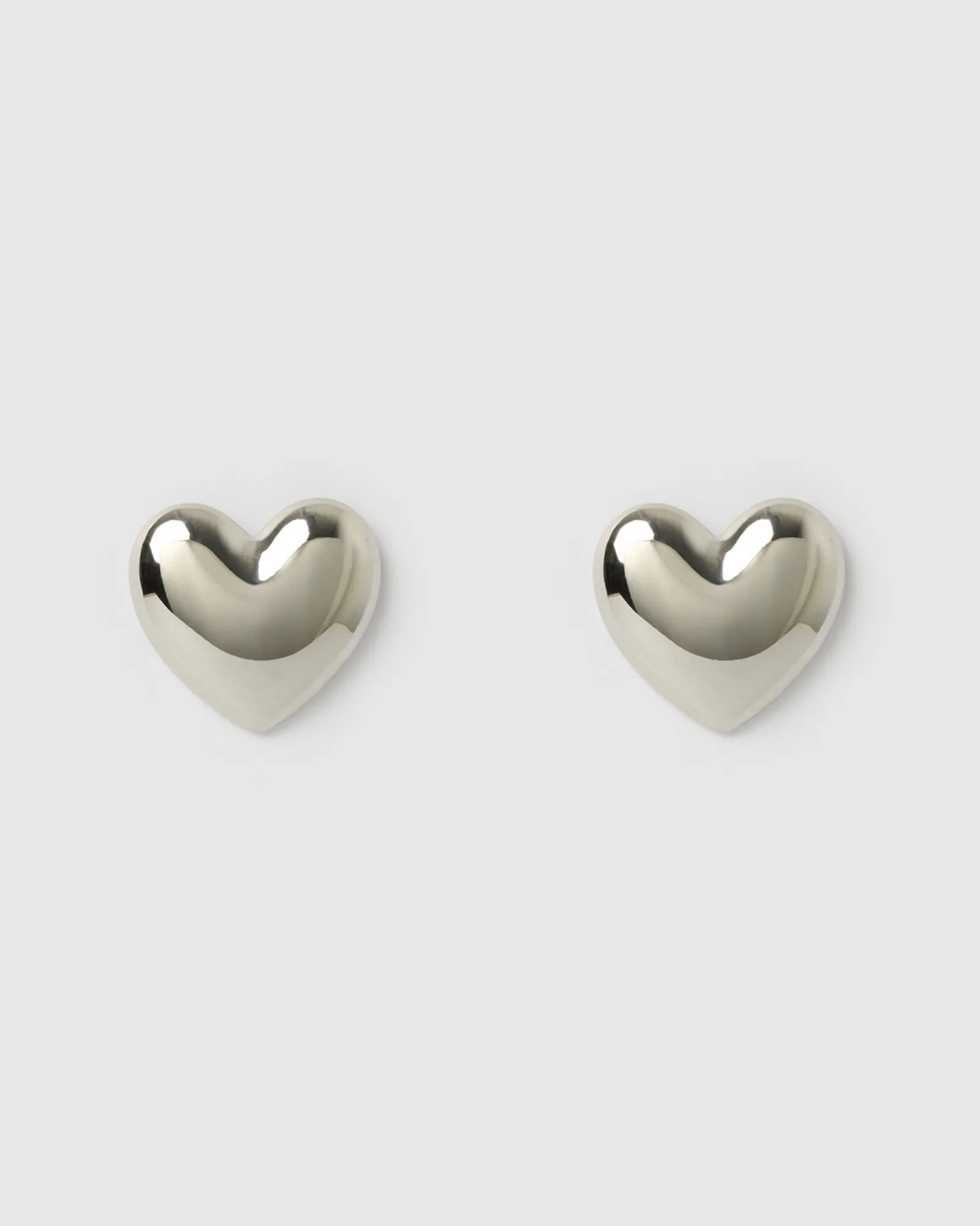 Izoa Maggie Heart Stud Earrings Silver