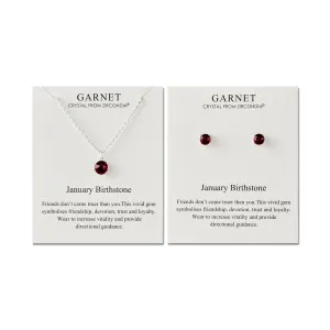 January (Garnet) Birthstone Necklace & Earrings Set Created with Zircondia® Crystals