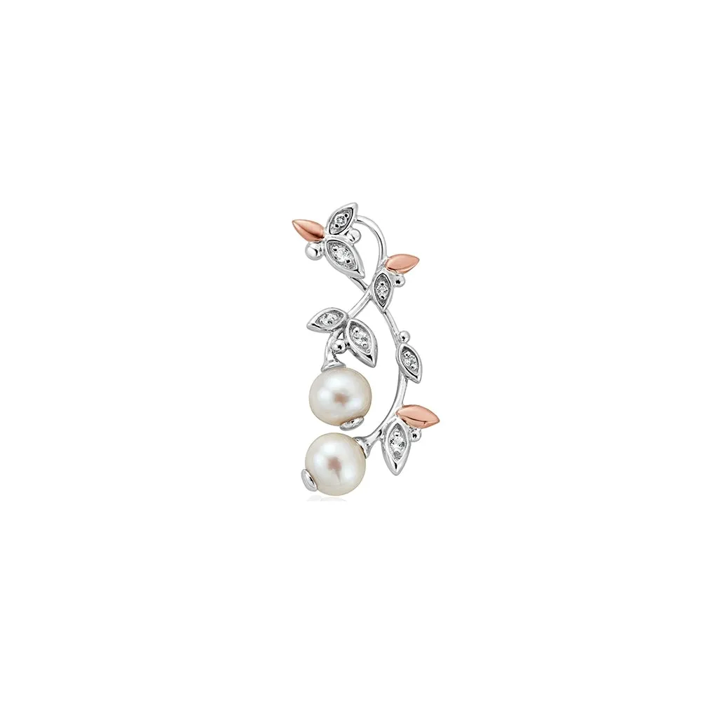 Lily of the Valley Pearl Drop Earrings - Silver/Rose - 3SLYV0293