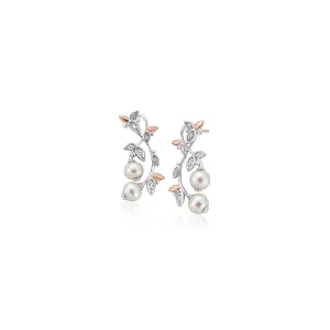 Lily of the Valley Pearl Drop Earrings - Silver/Rose - 3SLYV0293