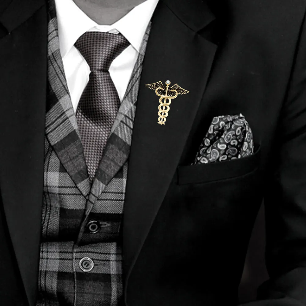 Mahi Combo of 2 Caduceus Doctor's Brooch Lapel / Brooch Pin for Men  (CO1105597M)