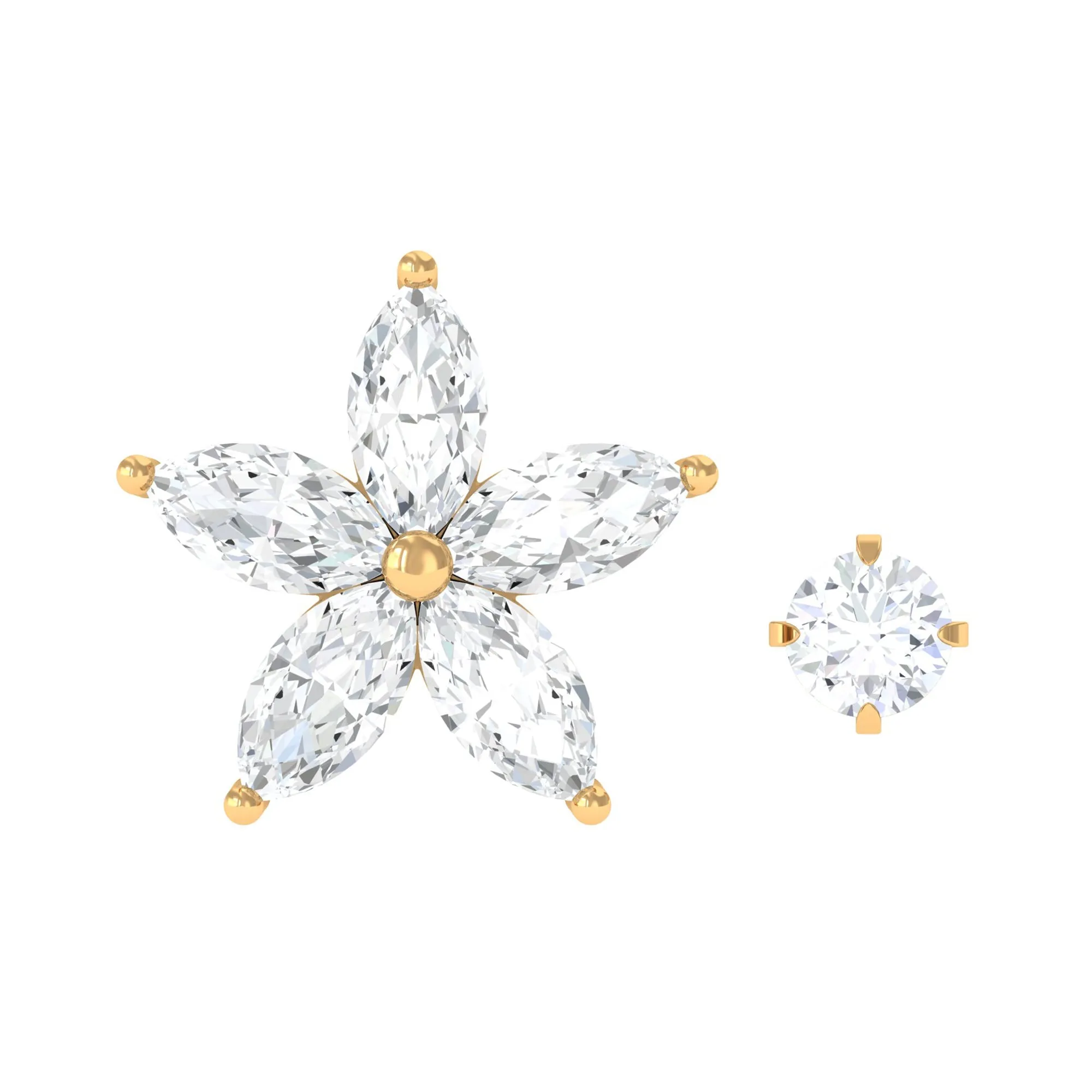 Marquise Moissanite Flower Cartilage Earring Set