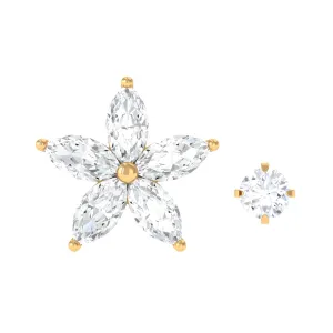 Marquise Moissanite Flower Cartilage Earring Set