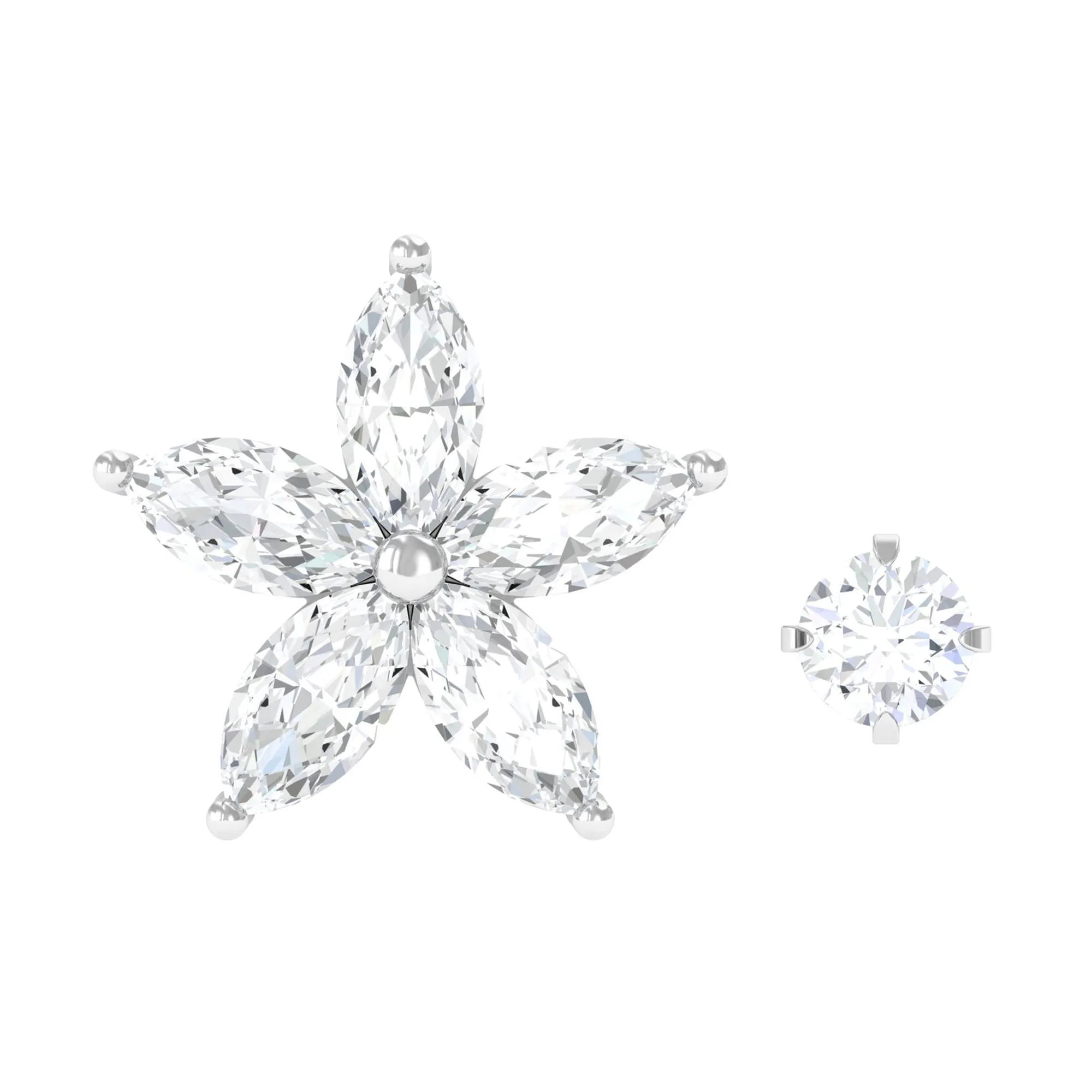 Marquise Moissanite Flower Cartilage Earring Set
