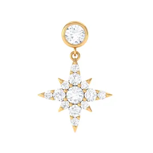 Moissanite Starburst Drop Earring for Cartilage Piercing