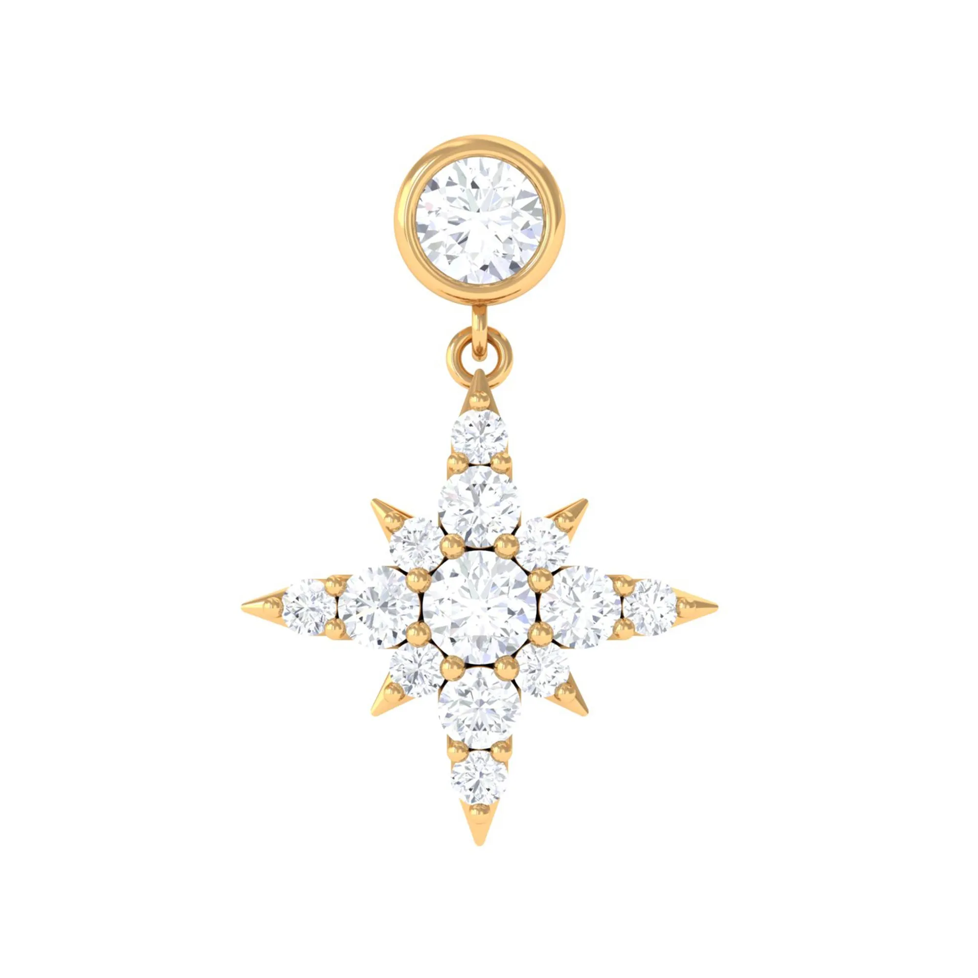 Moissanite Starburst Drop Earring for Cartilage Piercing
