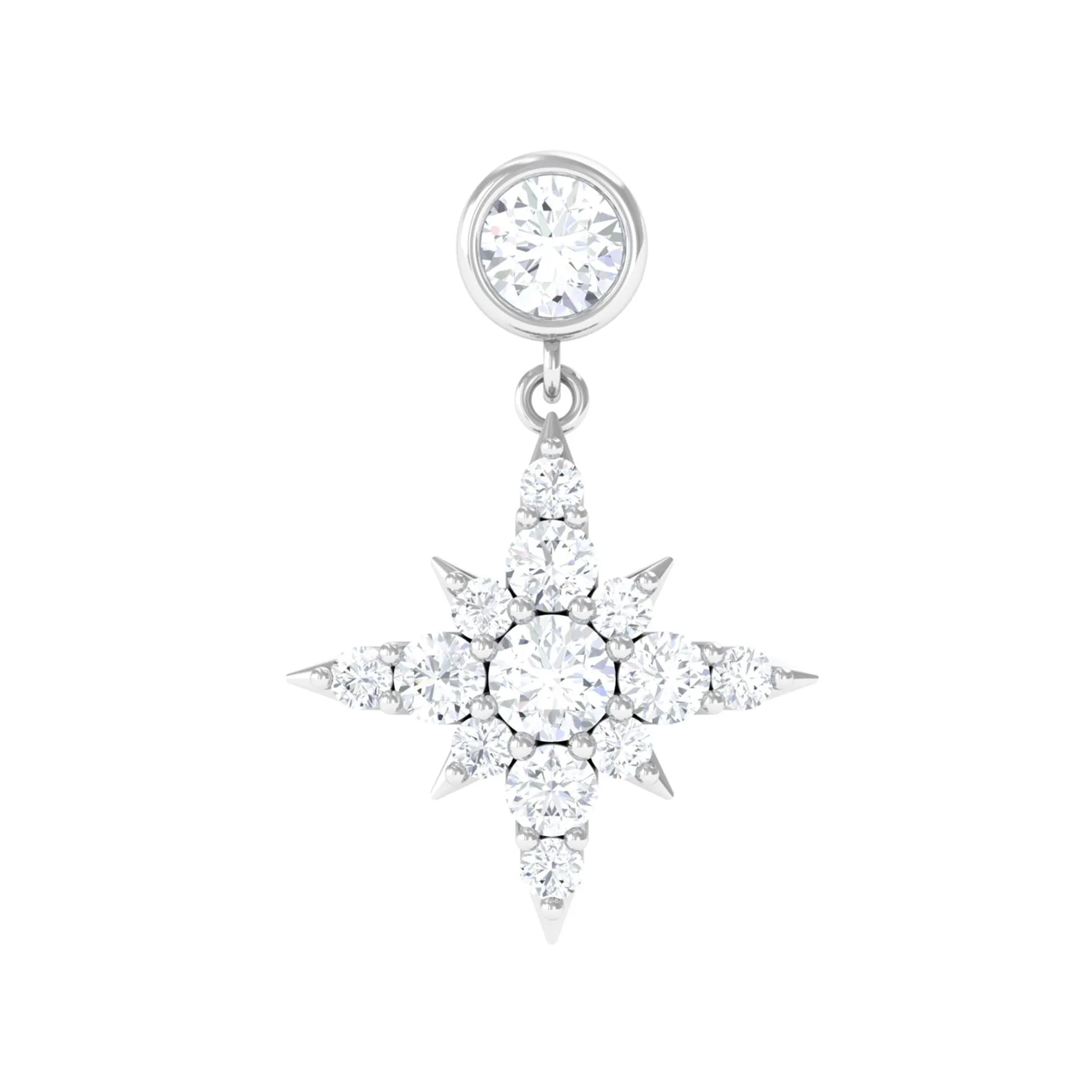 Moissanite Starburst Drop Earring for Cartilage Piercing