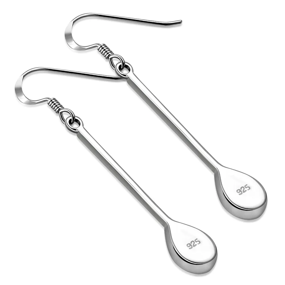 Mother of Pearl Drop Long Silver Earrings