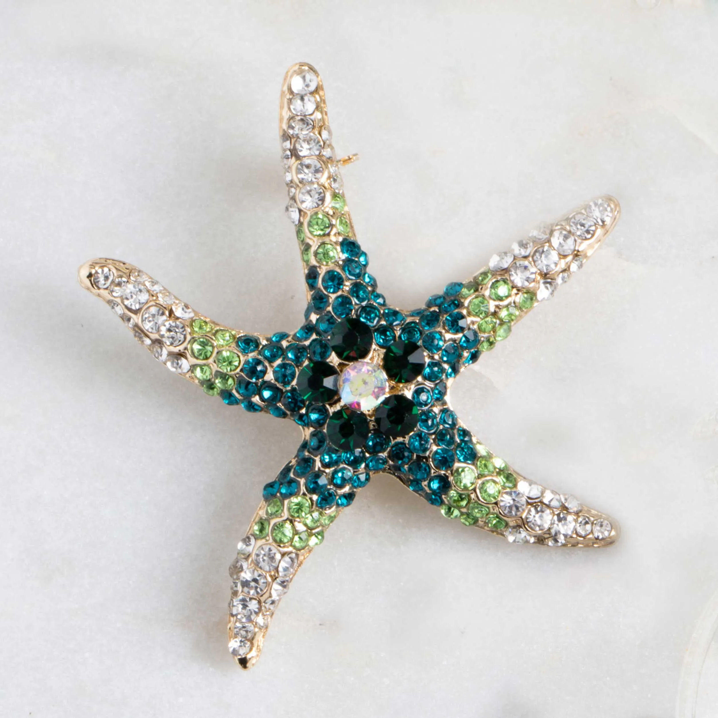 Ombré Jeweled Starfish Brooch