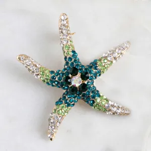 Ombré Jeweled Starfish Brooch