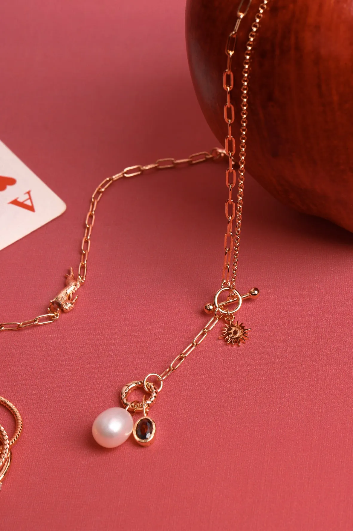 Oval Garnet Gold Pendant