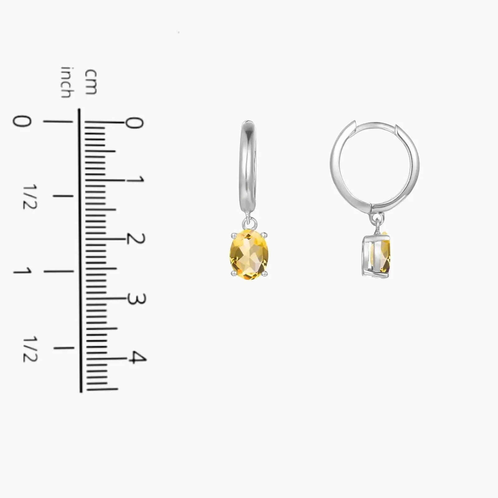 Oval Shape Citrine Birthstone Hoop Earrings in Silver | Irosk Australia ®