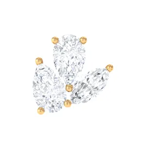 Pear and Marquise Cut Moissanite Cluster Cartilage Earring