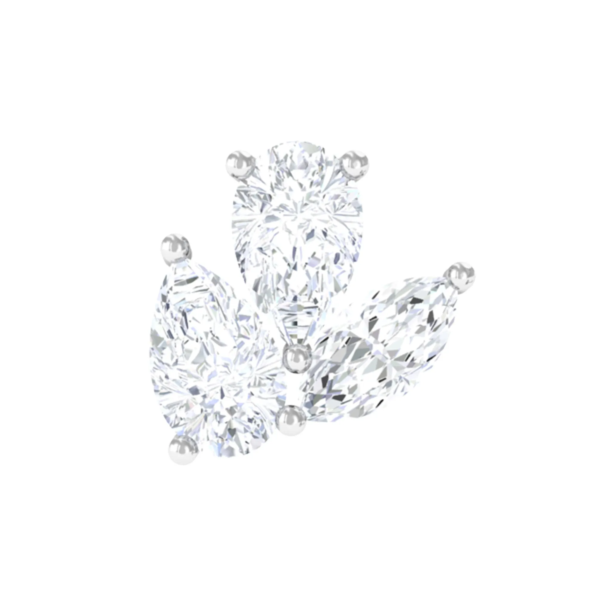 Pear and Marquise Cut Moissanite Cluster Cartilage Earring