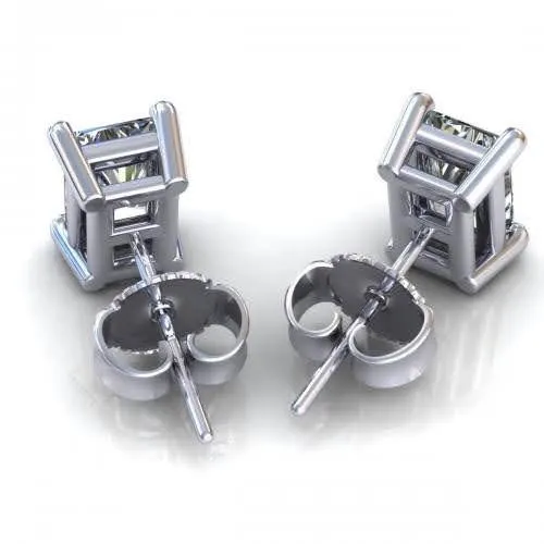 Radiant 0.50CT Radiant Cut Diamond Stud Earrings in 14KT White Gold