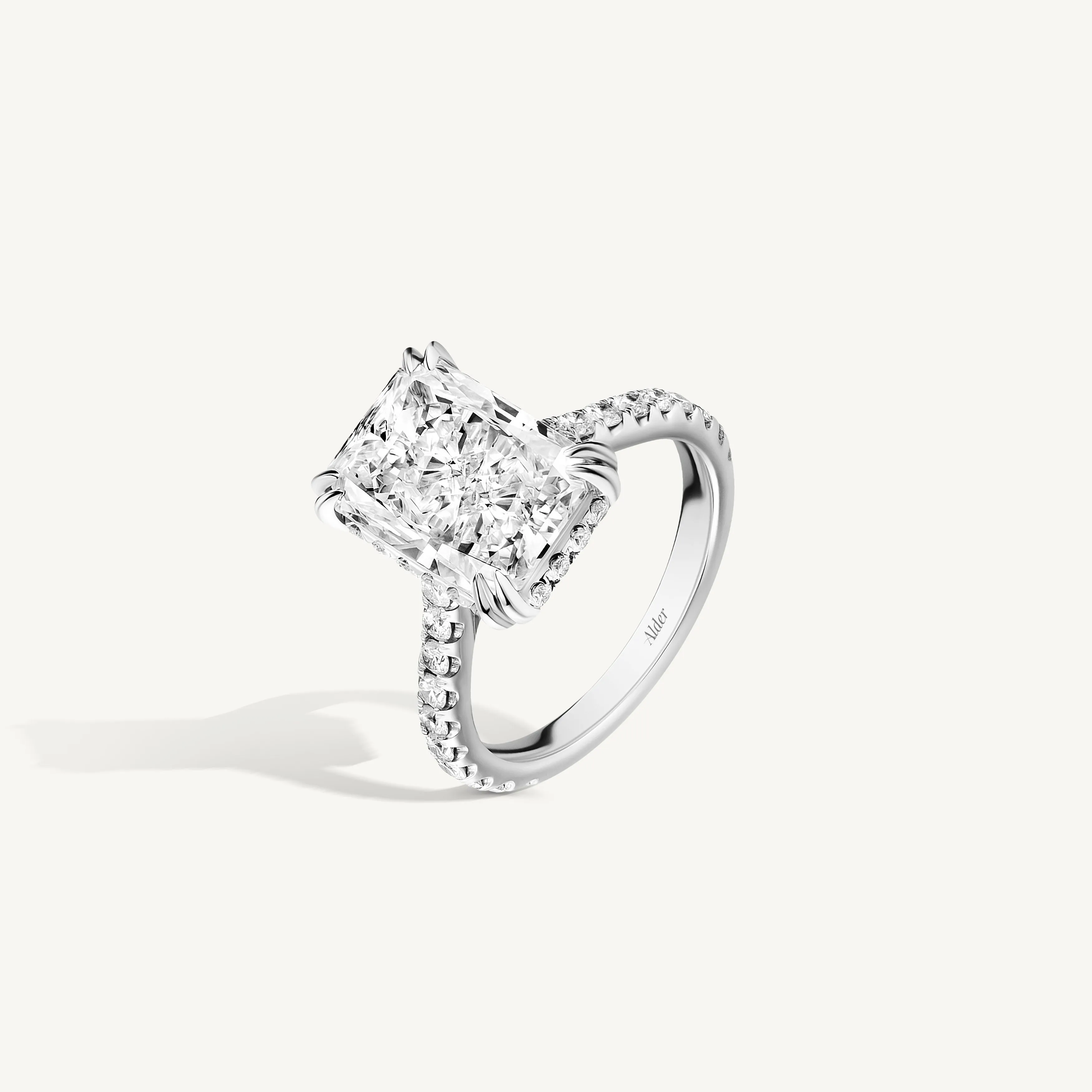 Radiant Cut Double Claw Engagement Ring